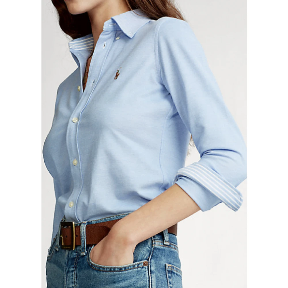 Polo Ralph Lauren Heidi Oxford Gebreide Polo Blue Dames