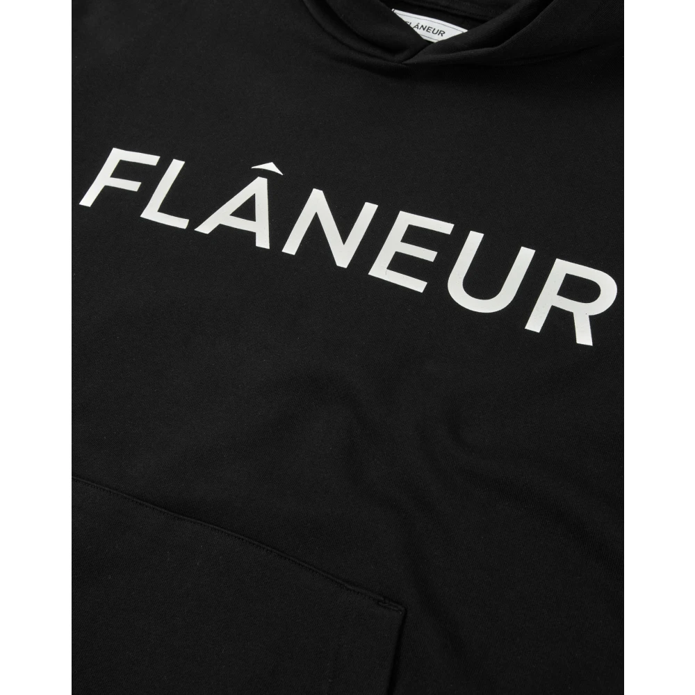 Flâneur Gedrukt Logo Hoodie Sweaters Black Heren