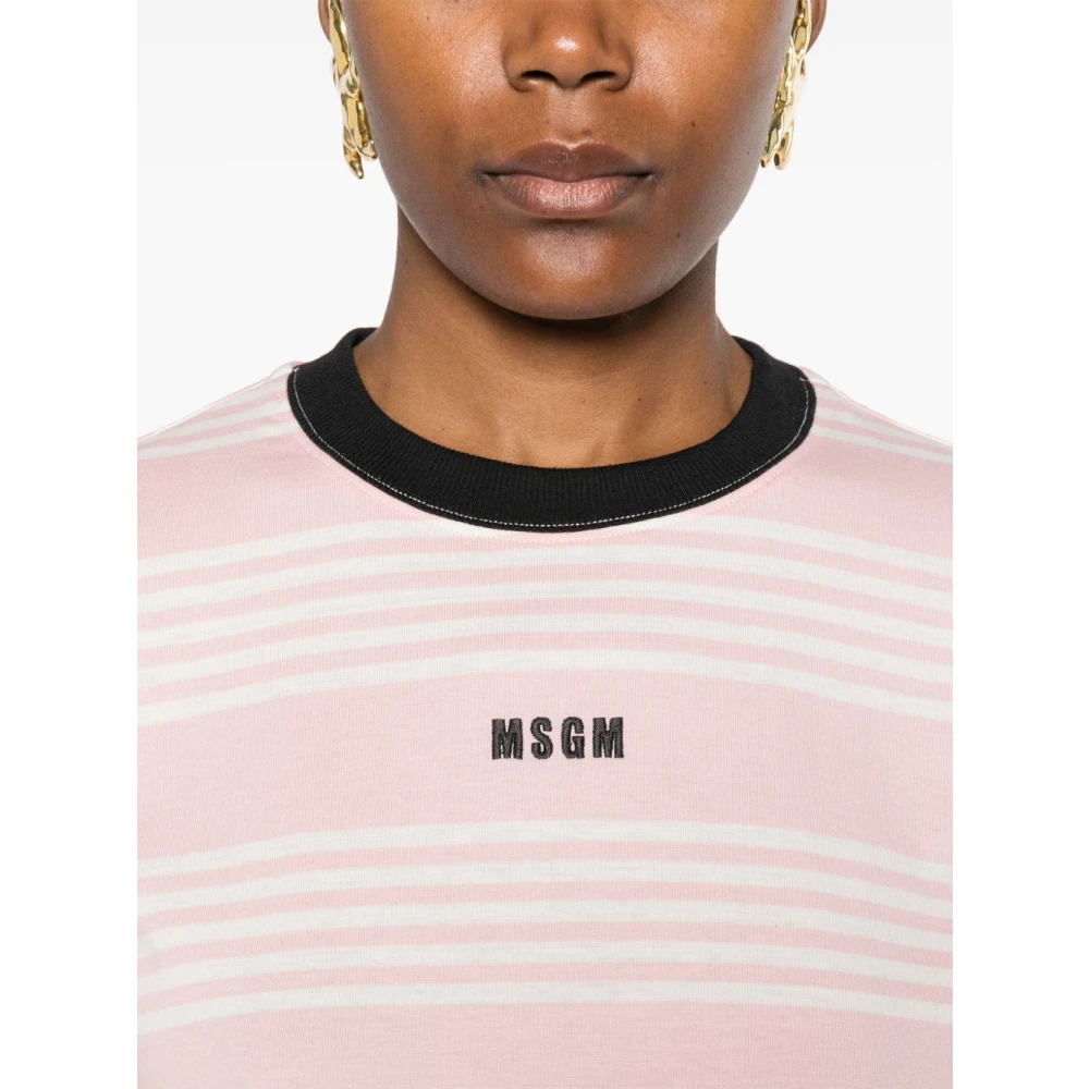 Msgm Roze Crew Neck T-shirts en Polos Pink Dames