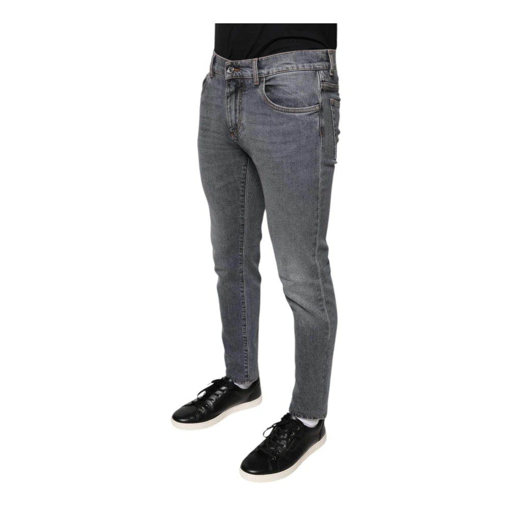 Dolce & Gabbana Skinny Denim Jeans met Logodetails Gray Heren
