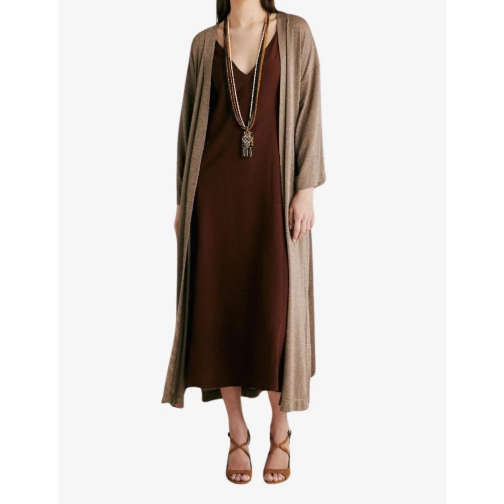 Momoni Lurex Jersey Duster Coat Brown Dames