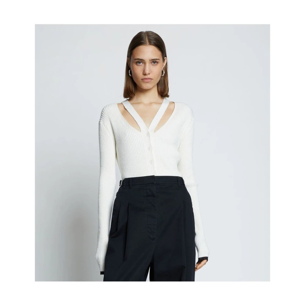 Proenza Schouler Stijlvolle V-Hals Crop Cardigan White Dames