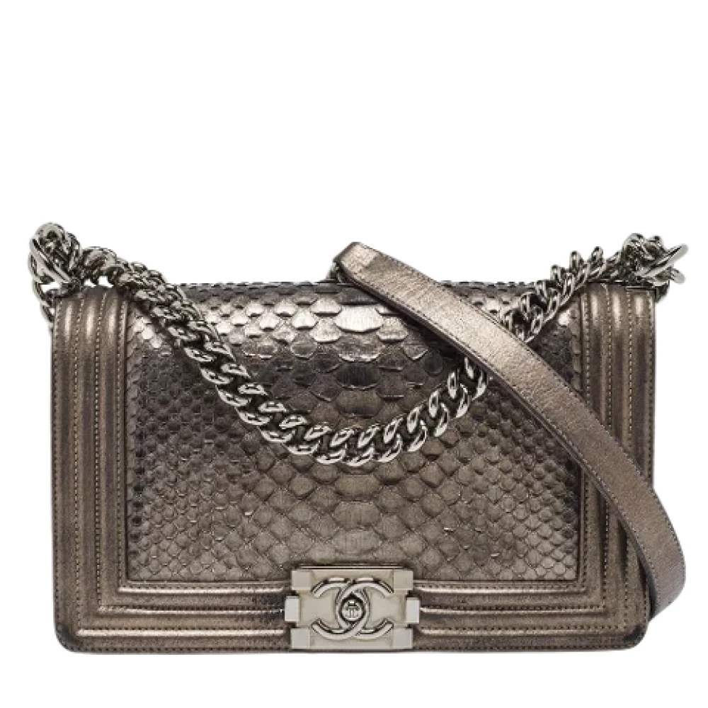 Chanel Vintage Pre-owned Leather chanel-bags Gray Dames