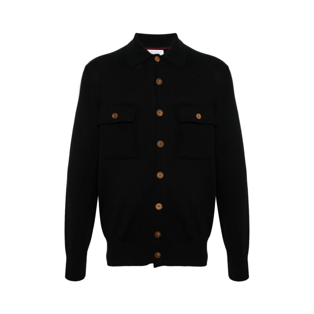 BRUNELLO CUCINELLI Zwarte Gebreide Katoenen Vest Black Heren