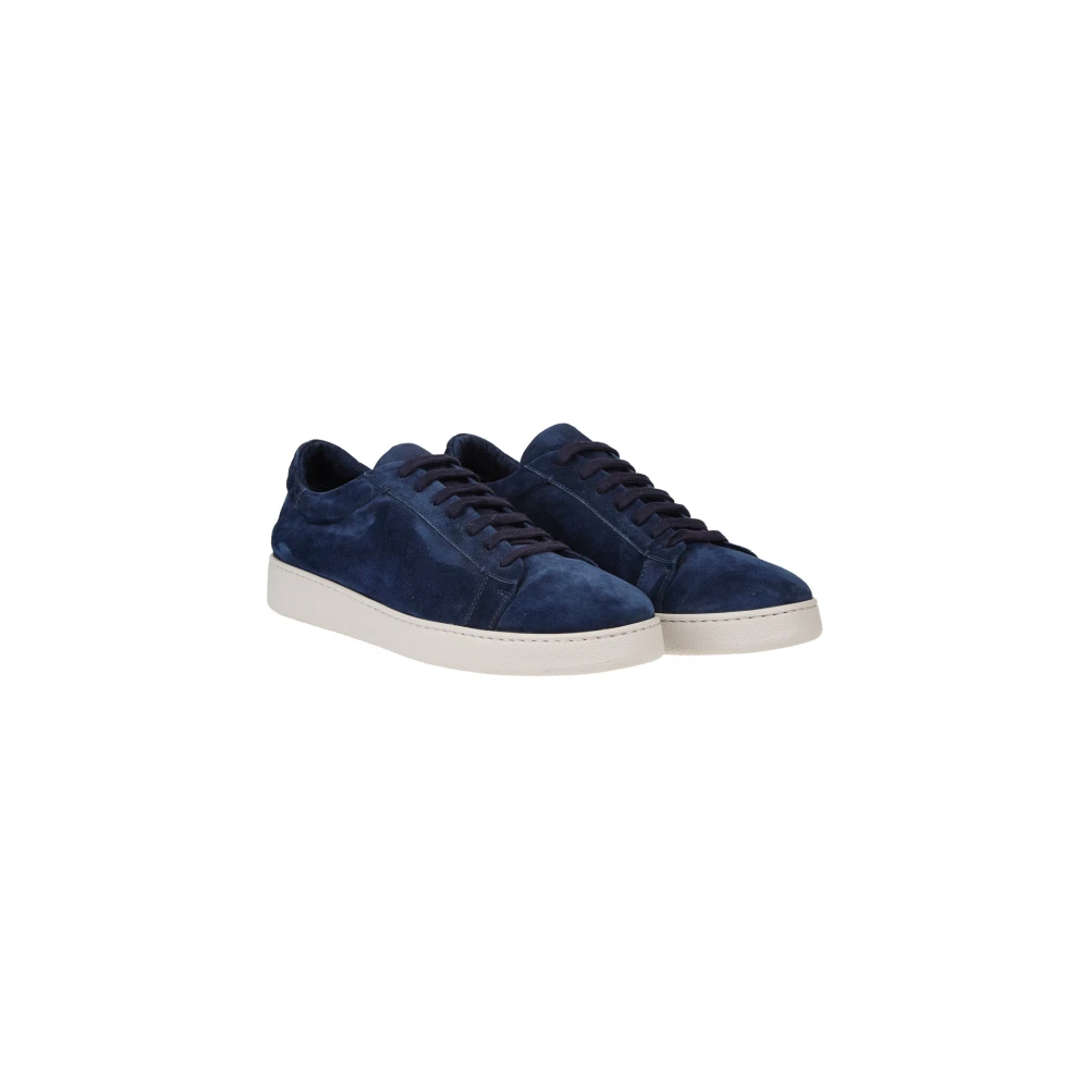 Eleventy Herren Blau Lace-Up Suede Sneaker