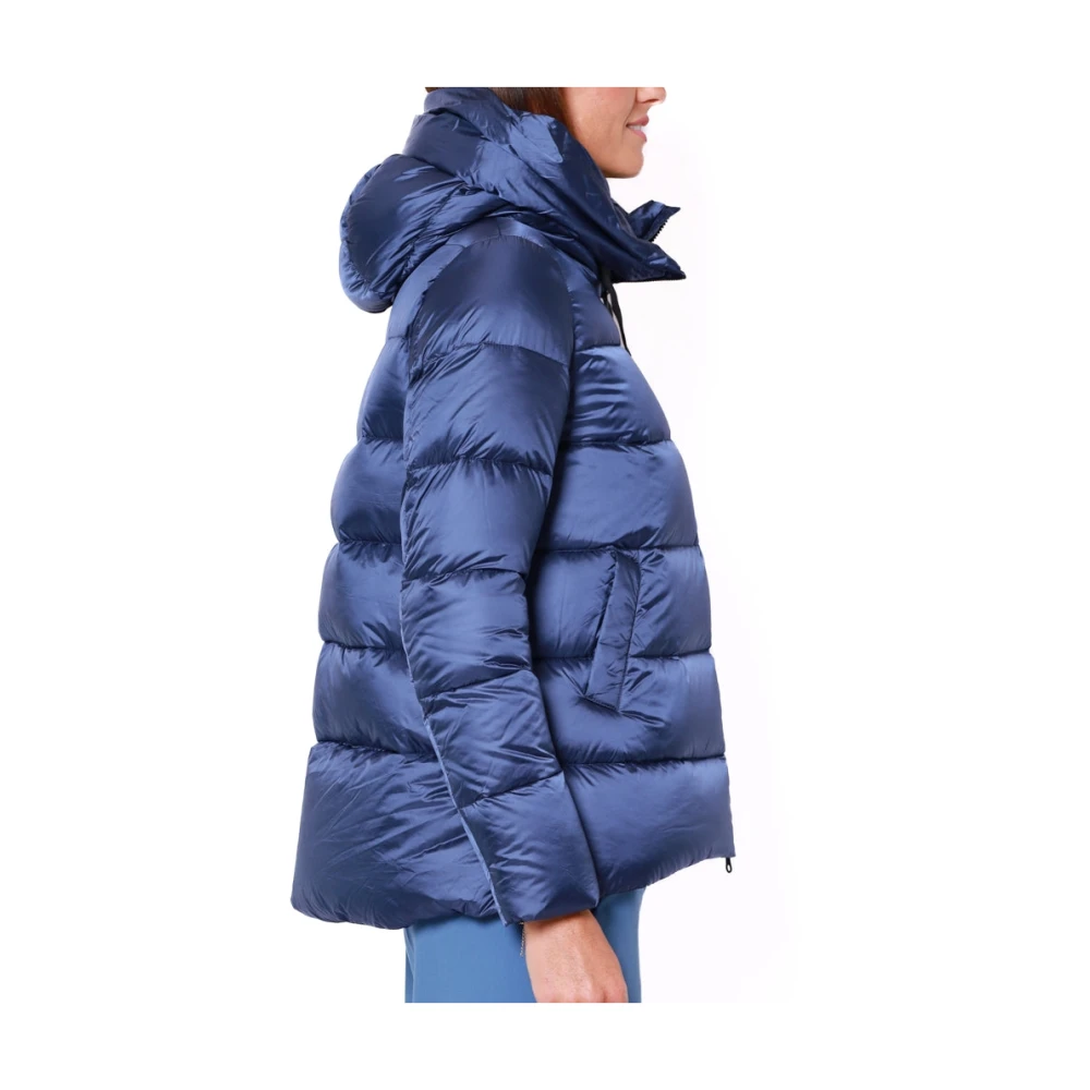 BomBoogie Korte Blauwe Hooded Winterjas Blue Dames