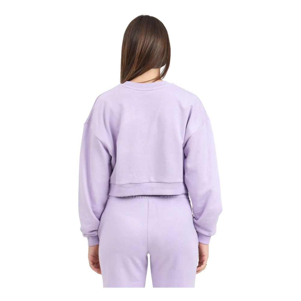 new era Paarse Crop Crew Neck Sweatshirt Purple Dames