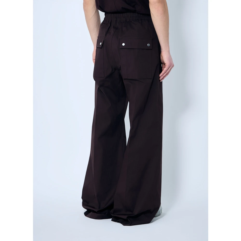 Rick Owens Stretch Wide Bela Broek met Zakken Brown Heren