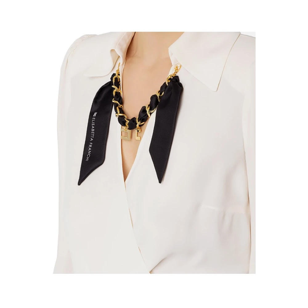 Elisabetta Franchi Georgette Viscose Cropped Shirt met Sjaal White Dames