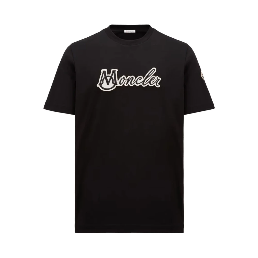 Moncler Geborduurd Varsity Logo T-shirt Black Heren
