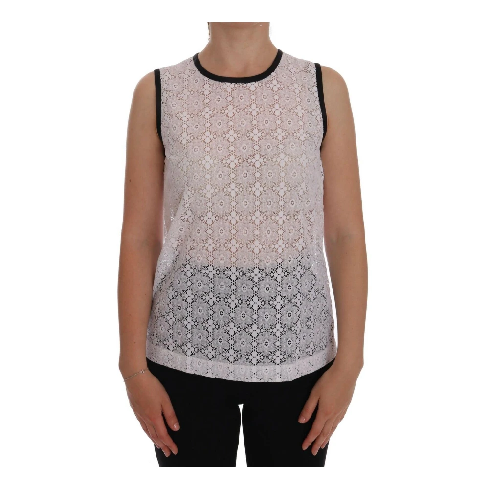 Dolce & Gabbana Women's White Floral Lace Sleeveless Top