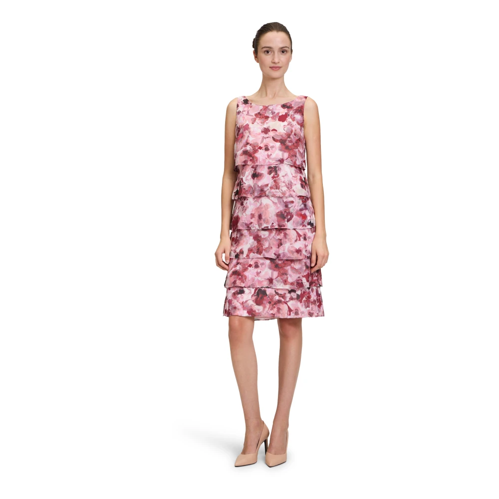 Vera Mont Elegante Chiffon Cocktailjurk met Ruche Multicolor Dames