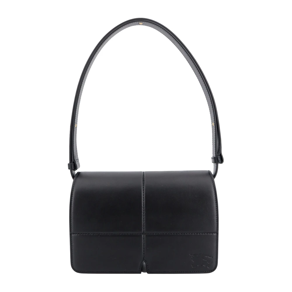 Burberry Zwarte Leren Schoudertas met Klep Black Dames