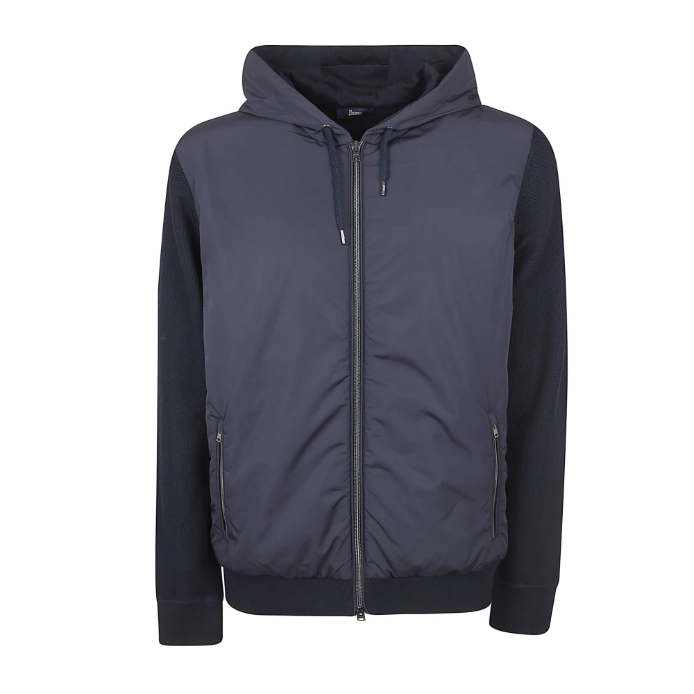 Herno Uomo Blu Giacca Felpa Imbottita Combinata