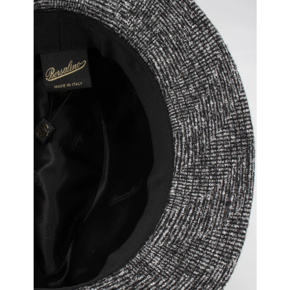 Borsalino Elegant Herringbone Fedora Hat Black Heren