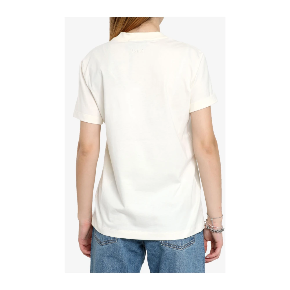 Msgm Denim Wide Leg Jeans Wit White Dames