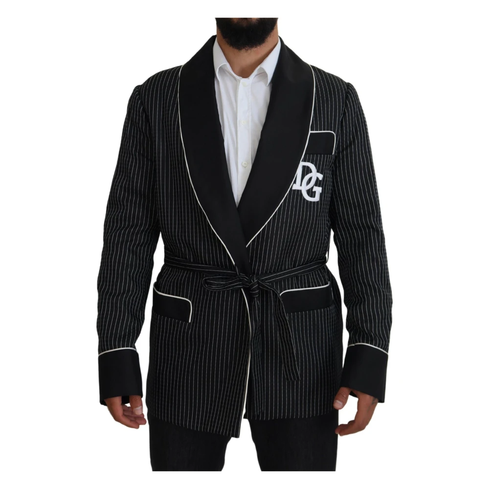 Dolce & Gabbana Men's Black Elegant Silk-Lined Robe Jacket - Blazers - L - Jackets