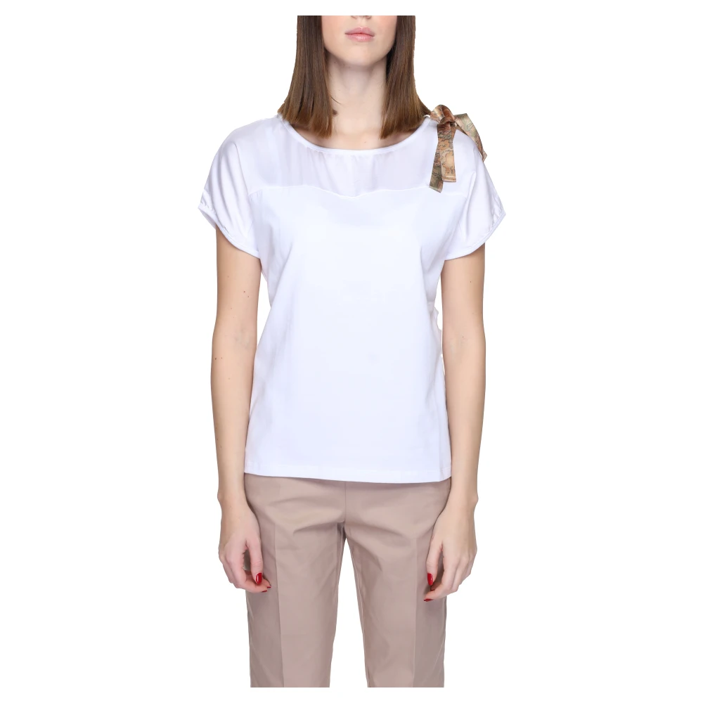 Alviero Martini 1a Classe Witte Katoenen Korte Mouw T-Shirt Vrouwen White Dames