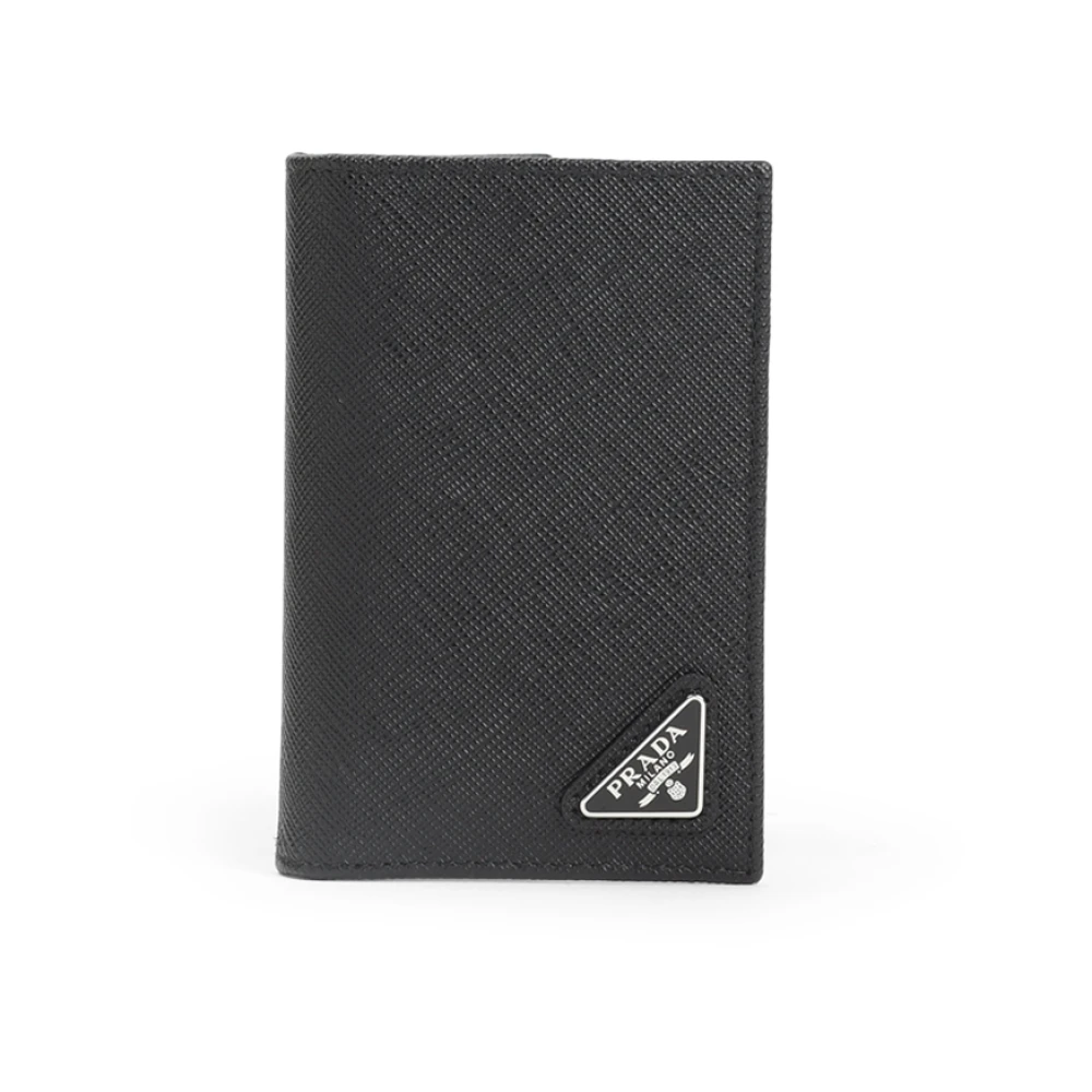 Prada Unisex Black Calf Leather Credit Card Case - Wallets & Cardholders - One Size - Accessories