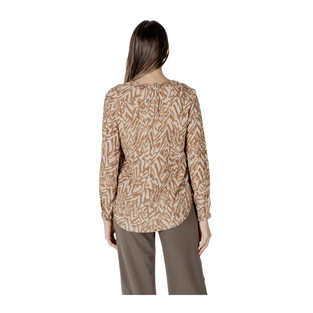Street One Luipaardprint Blouse met knoopsluiting Beige Dames