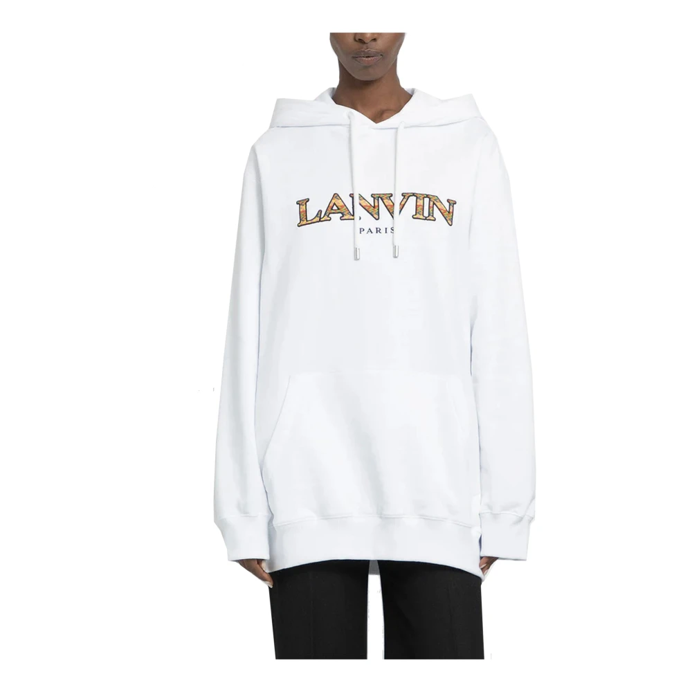 Lanvin Oversized Logo Hoodie Sweatshirt Vrouwen White Heren