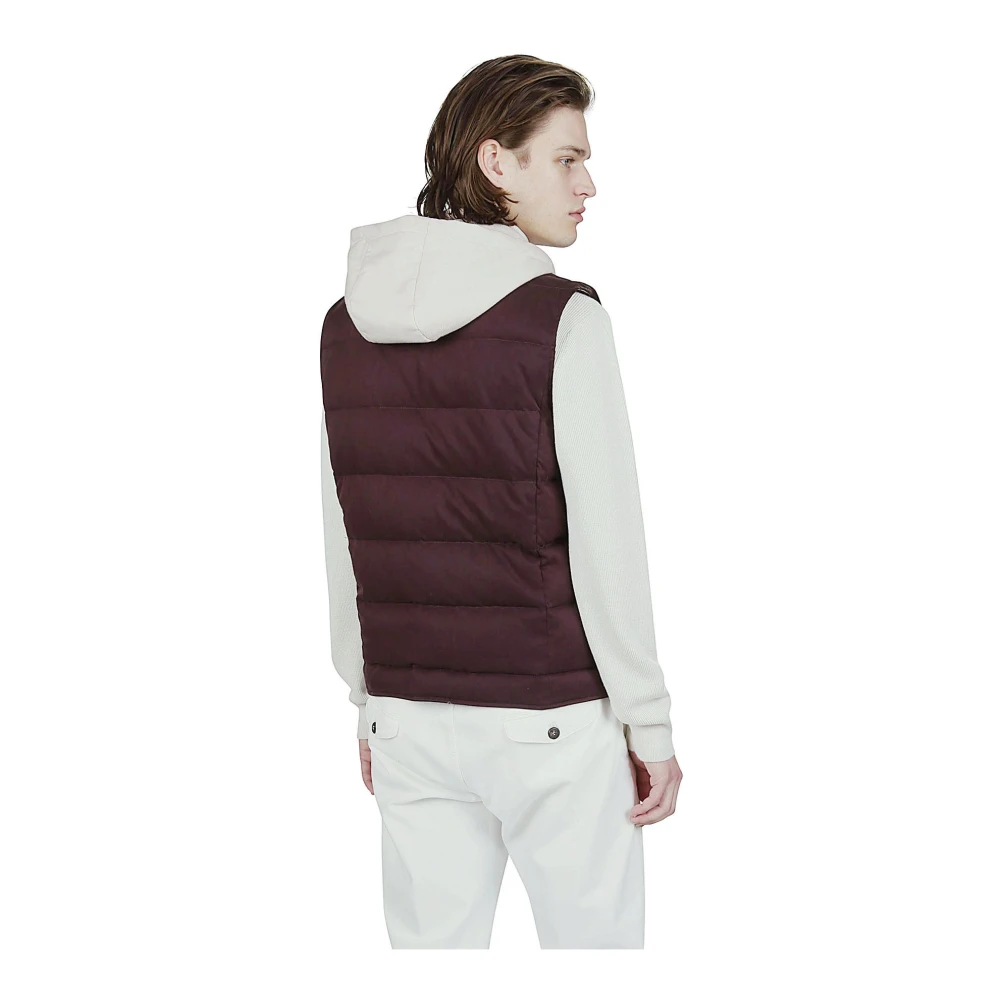Eleventy Zijden Kasjmier Hooded Vest Purple Heren