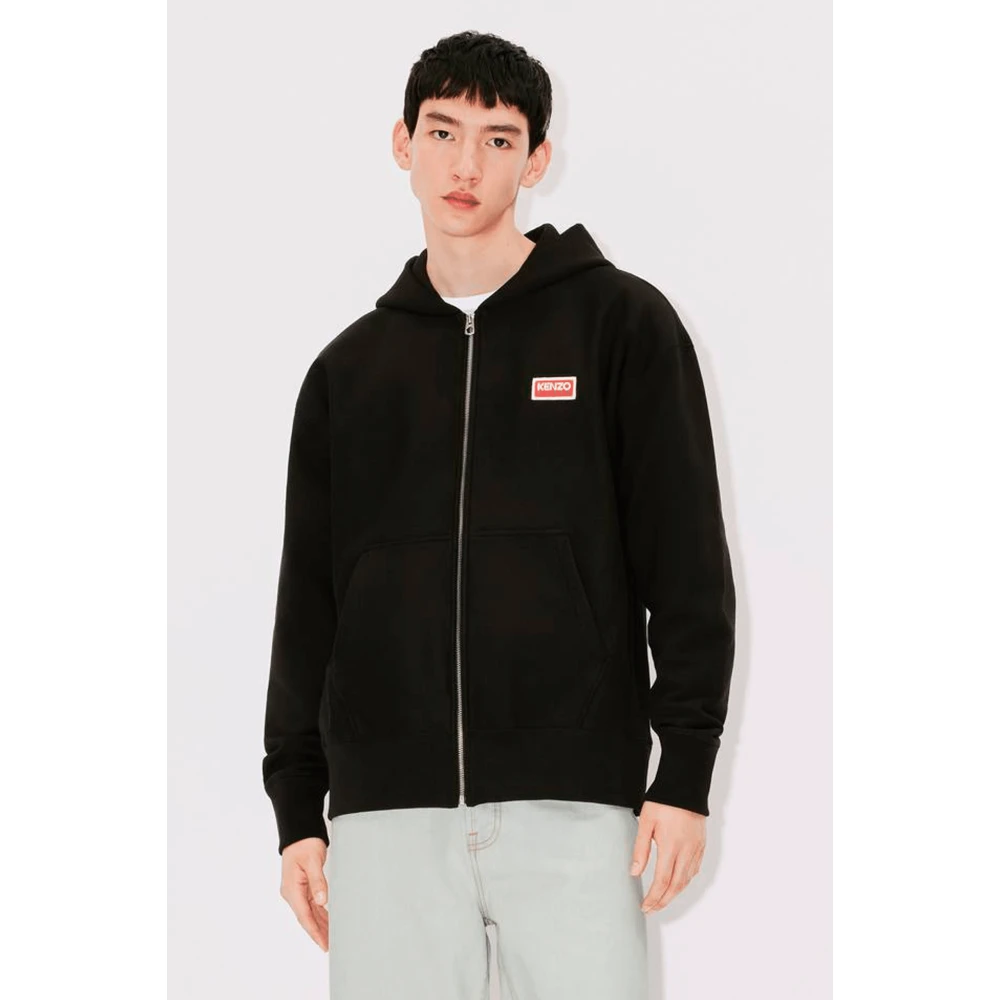 Kenzo Oversized Zip Hoodie met Paris Logo Black Heren