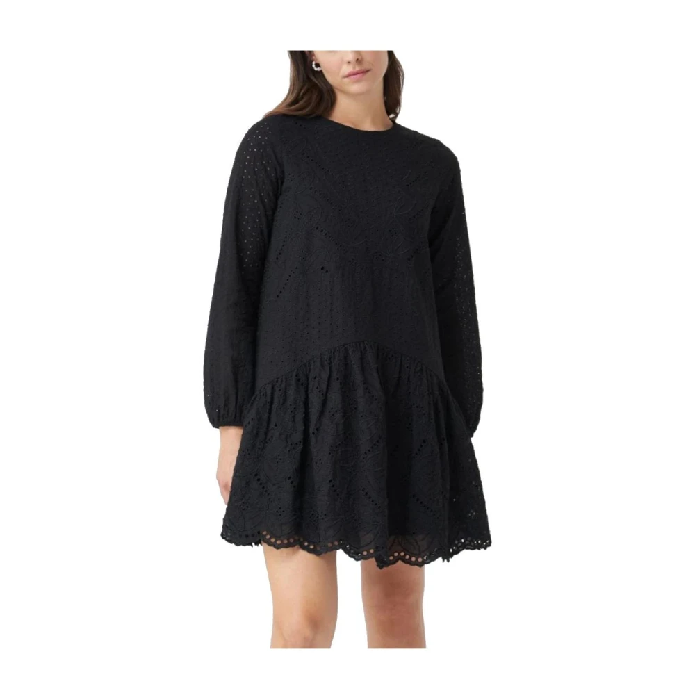 Salsa Women's Black Short Dresses, S, Embroidered Trapeze Dress