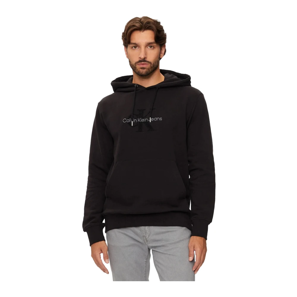 Calvin Klein Geborduurde logo hoodie Zwart Black Heren