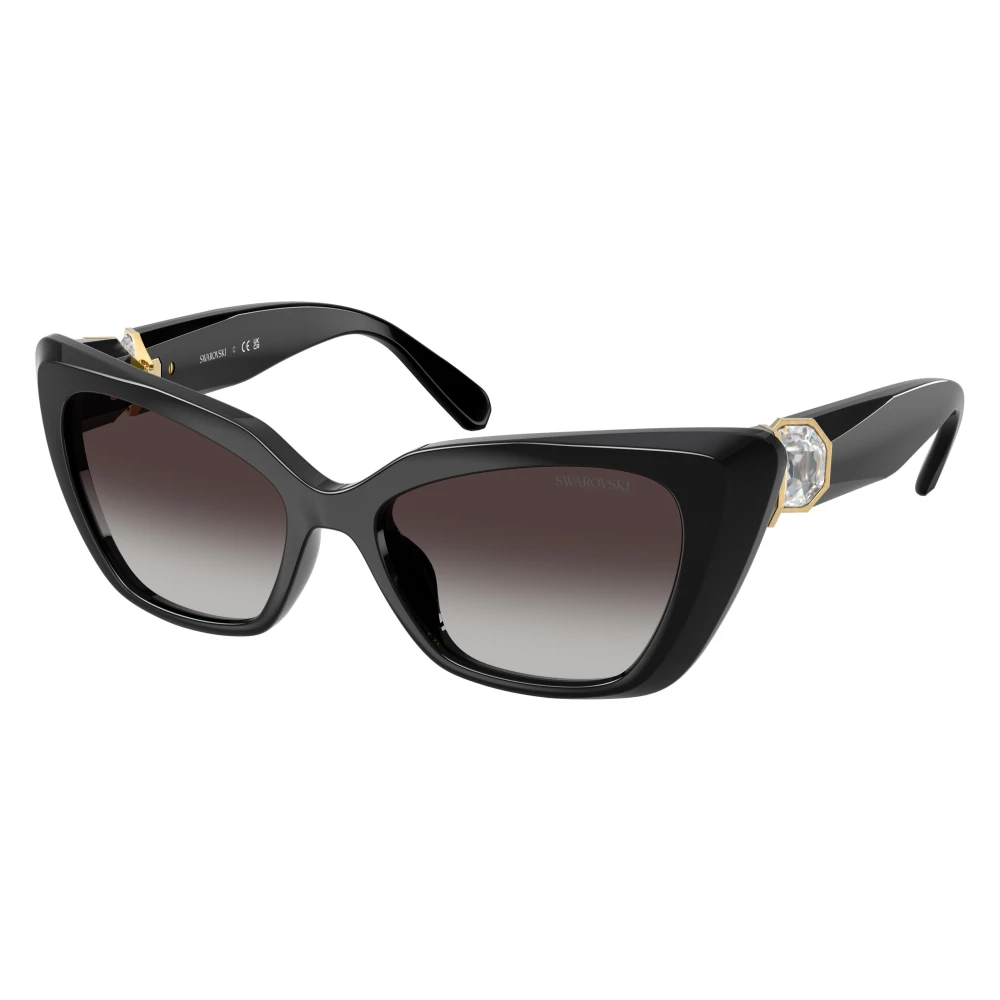 Swarovski Black/Grey Sk6047 10018G Woman Sunglasses Injected Cat Eye Normal Nuanced - Image 5