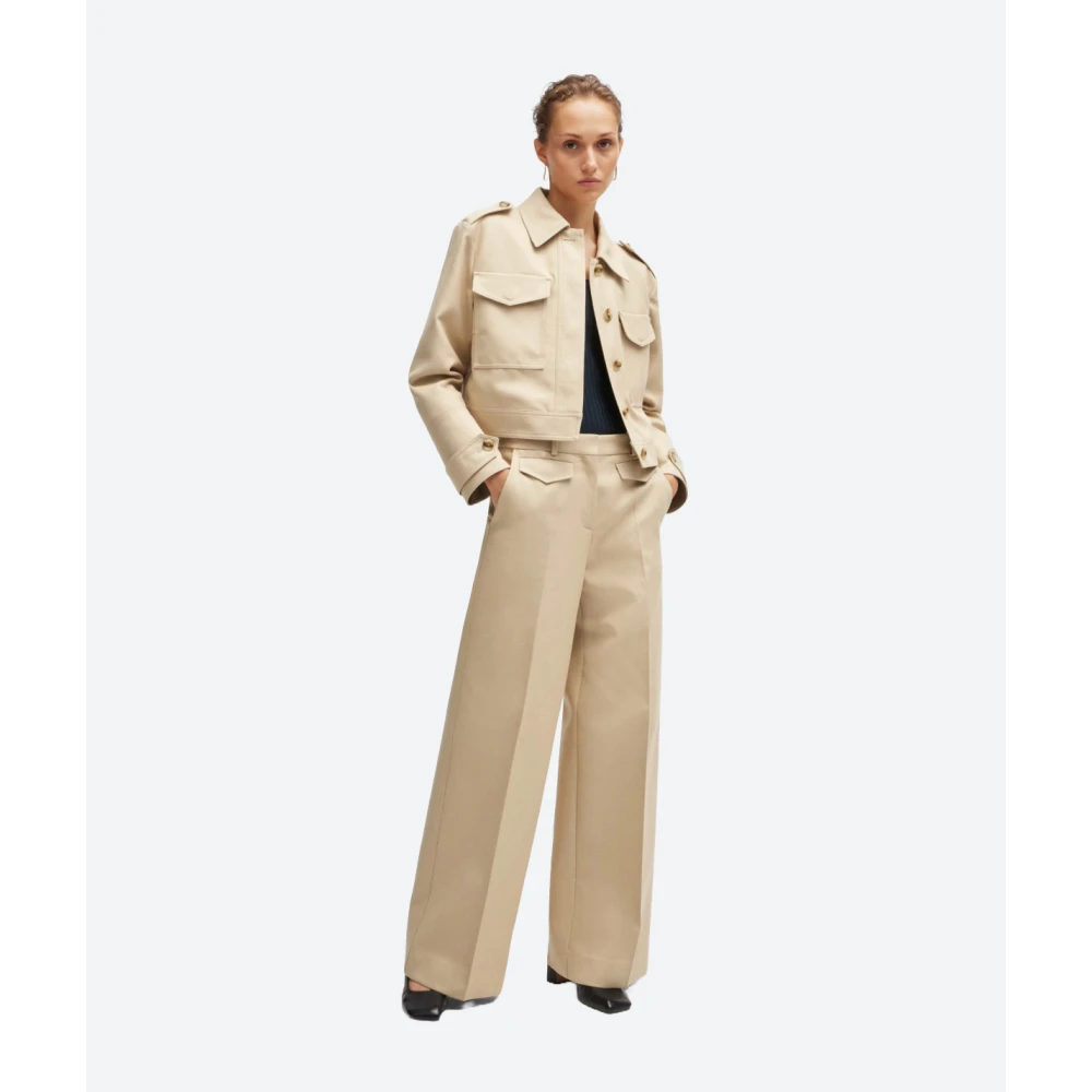 Hugo Boss Relaxed Fit Katoenen Broek Beige Dames