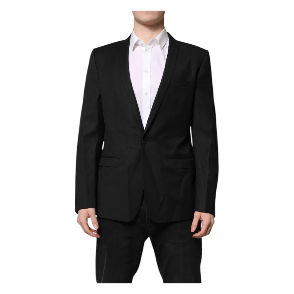 Dolce & Gabbana Men's Black Blazers, L, Gold Single Breasted Suit Coat