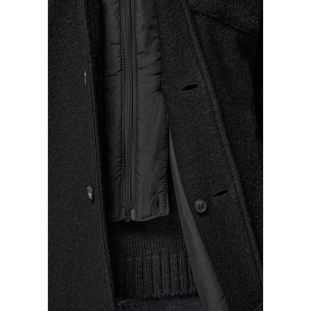 Boggi Milano Link Shirt Jacket van Wol met Bib Black Heren