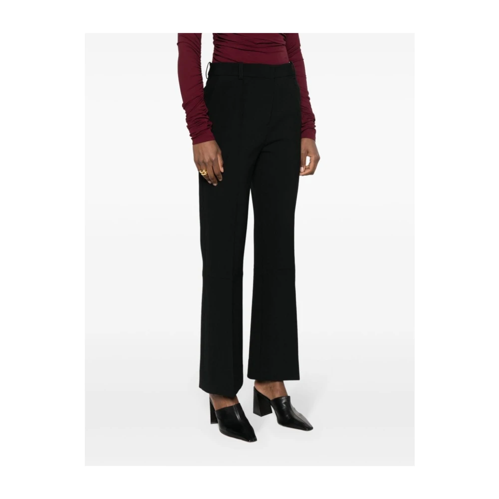 Victoria Beckham Zwarte Flared Broek Stikdetail Black Dames