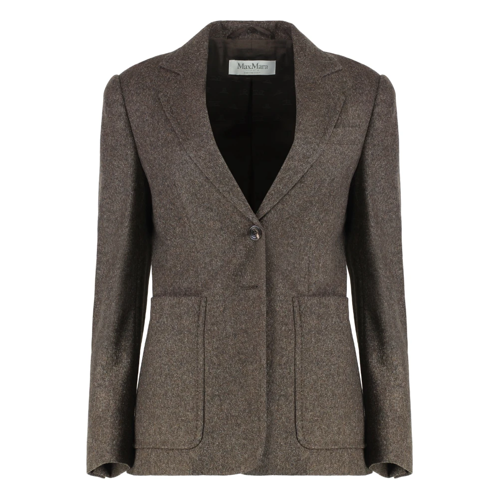 Max Mara Women's Brown Blazers, M, Wool Tweed Jacket