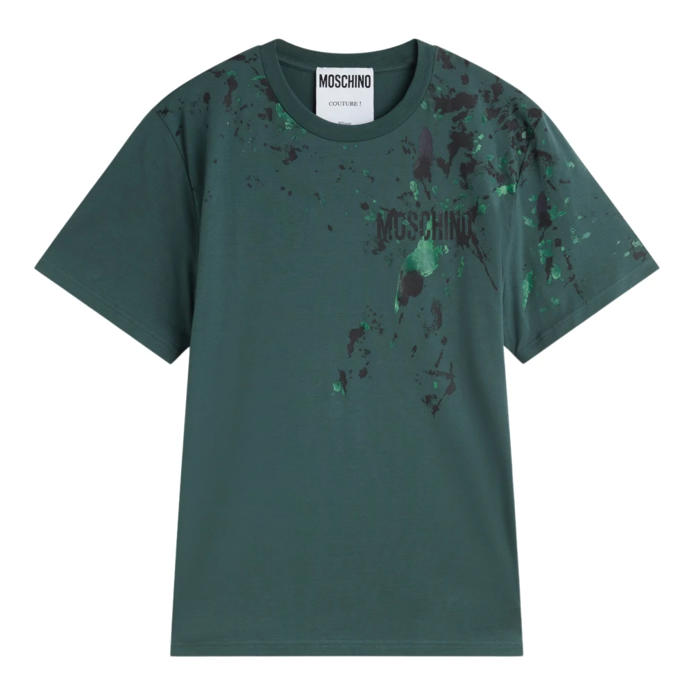 Moschino Artistiek Geschilderd T-Shirt Green Heren