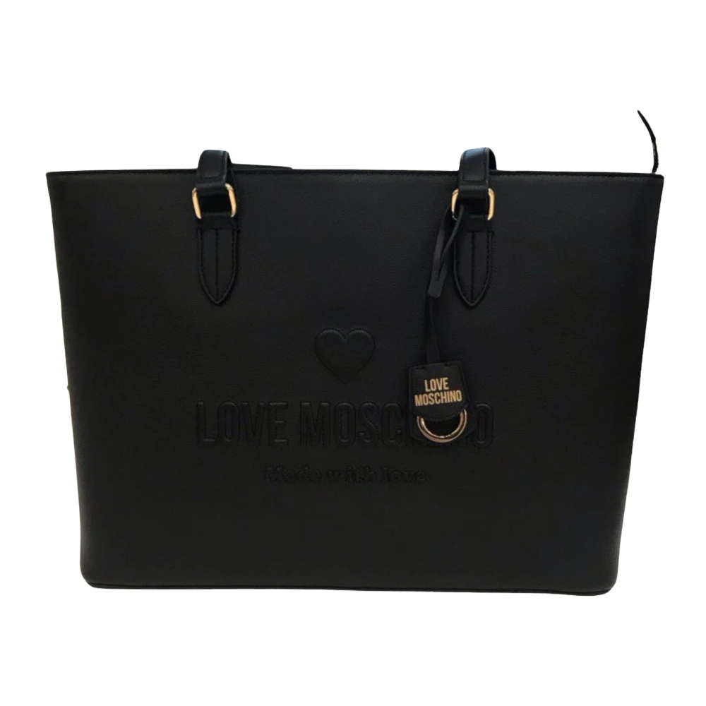 Love Moschino Zwarte Shoppingtas met Reliëflogo Black Dames