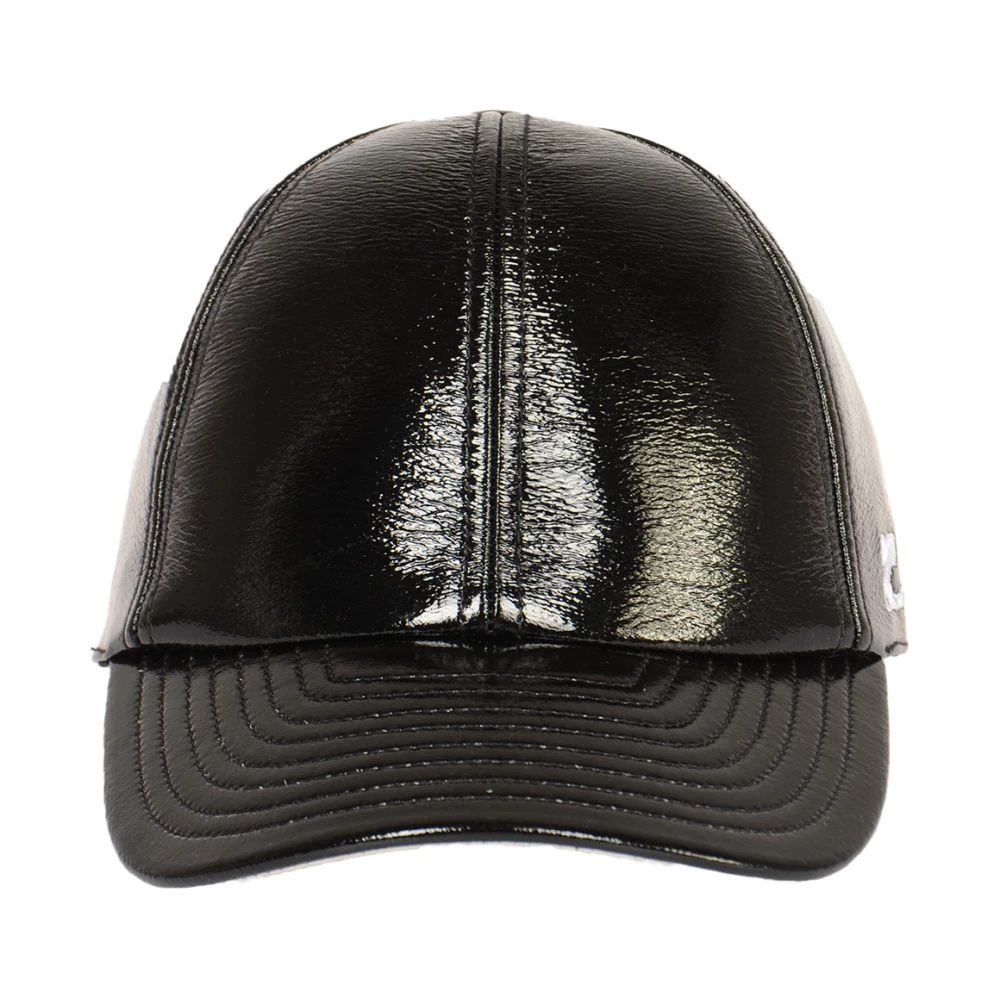 Courrèges Zwarte Vinyl Cap Hoed Black Dames
