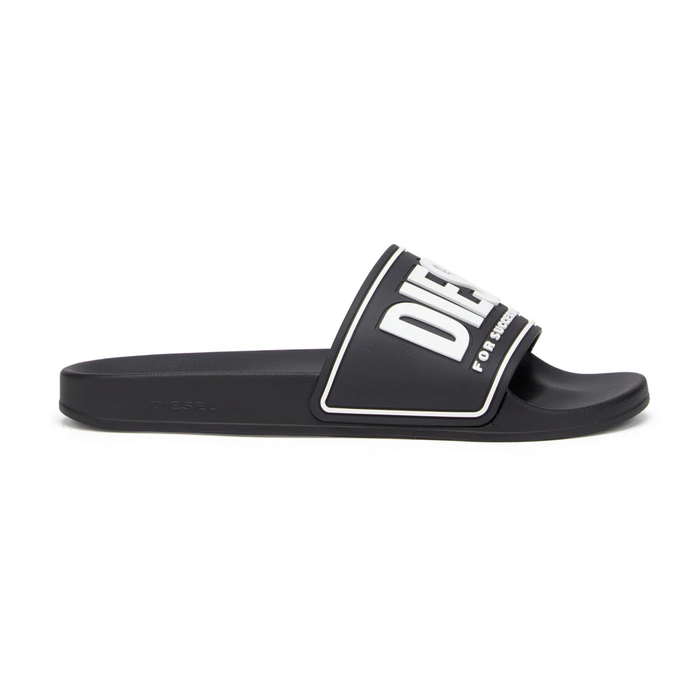 Diesel Black Sliders, Male, 7 Uk, Pool Slides With 3D Logo