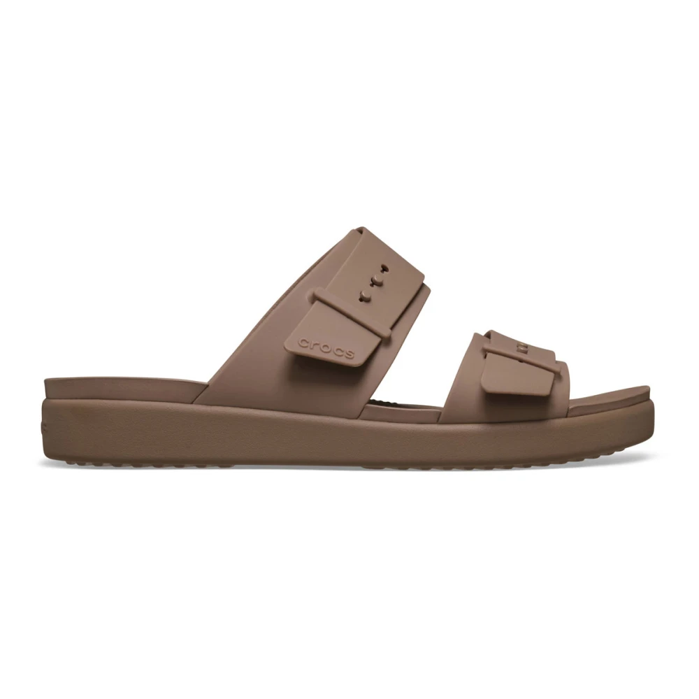 Crocs Brown Sliders, Female, 2 Uk, Brooklyn Buckle Low Low Wdge W