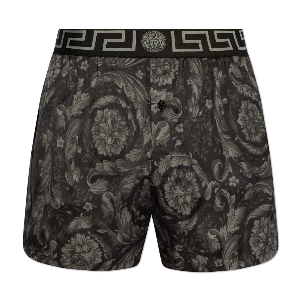 Versace Ondergoed shorts met barokpatroon Black Heren