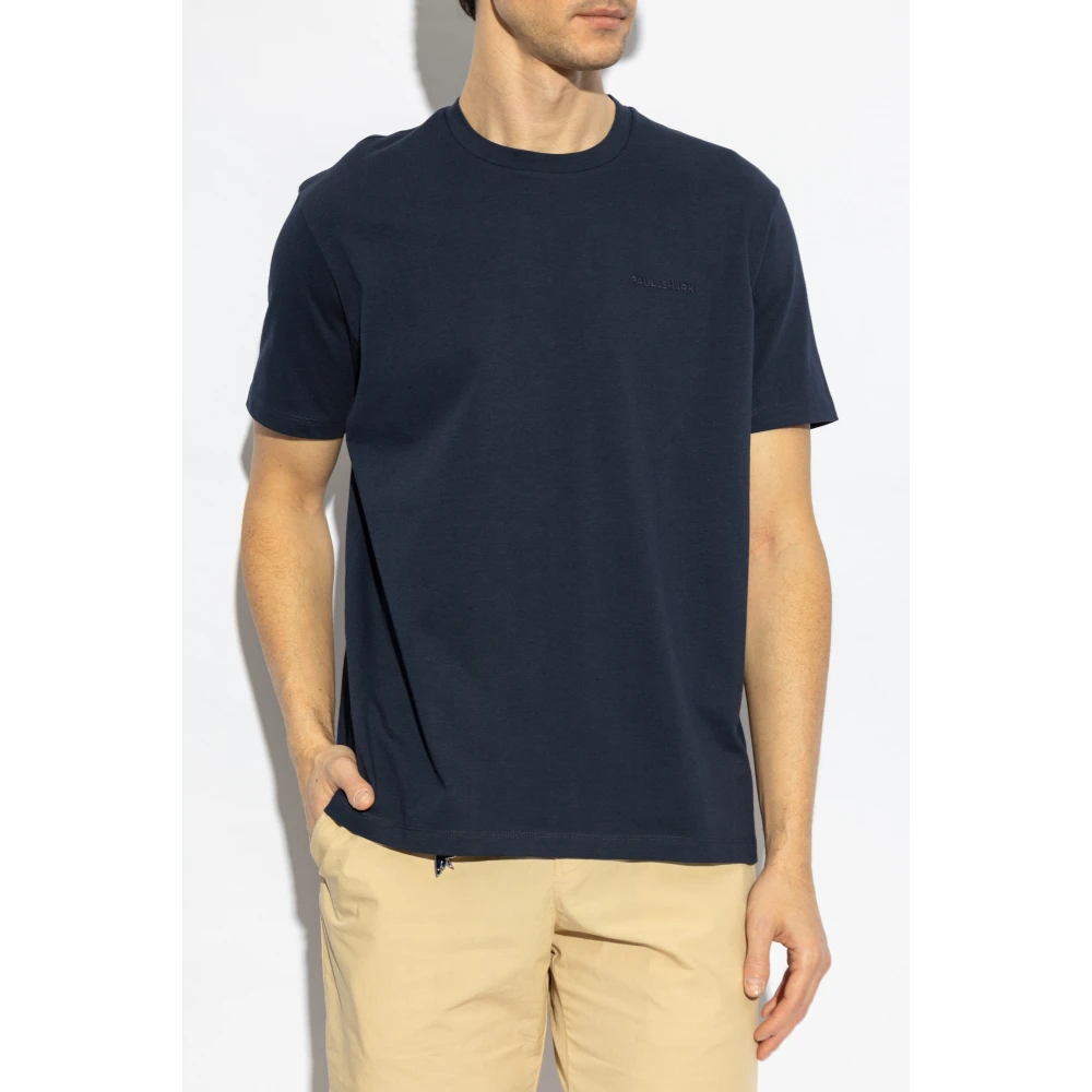 PAUL & SHARK T-shirt met geborduurd logo Blue Heren