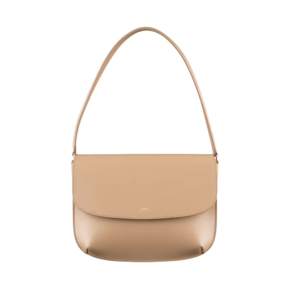 A.p.c. Bruine leren schoudertas met drukknoopsluiting Brown Dames