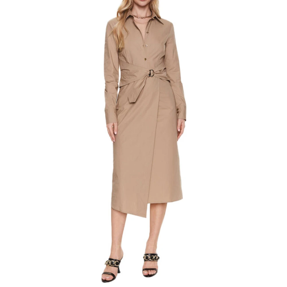 Patrizia Pepe Women's Beige Midi Dresses, S, Shirt Dress