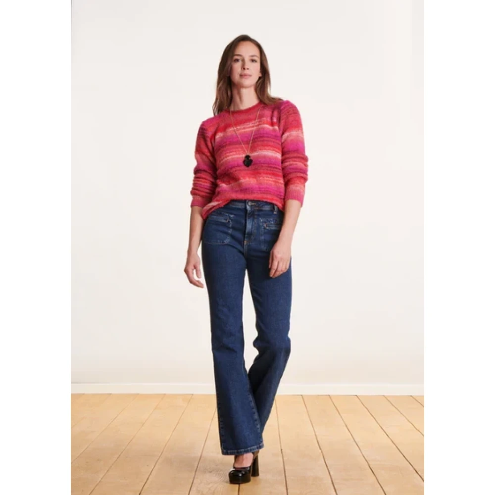La Fée Maraboutée Gestreepte Multicolor Trui Pink Dames