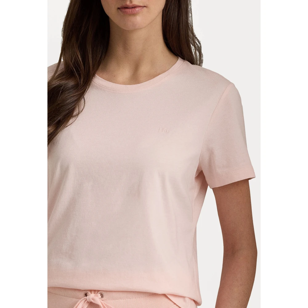 Ralph Lauren Katoenen Crewneck Korte Mouw T-Shirt Pink Dames