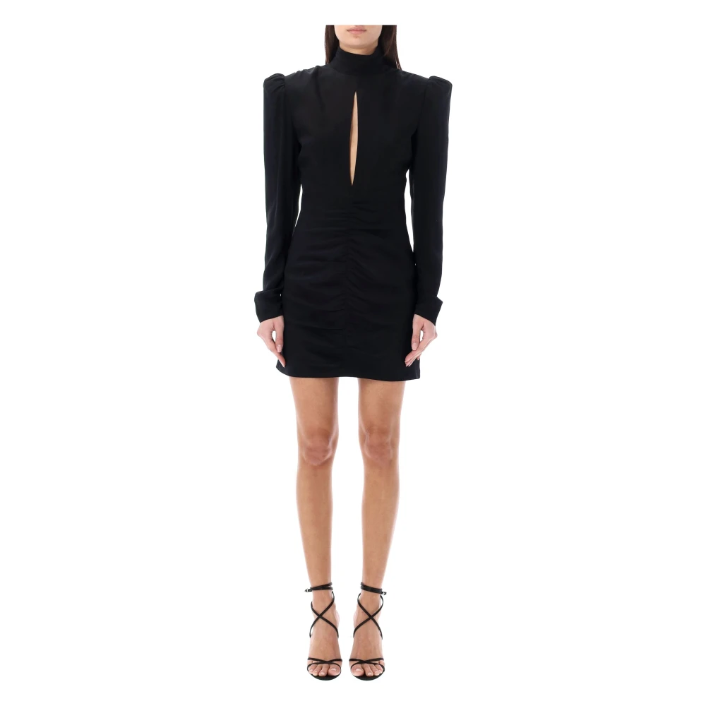 Alessandra Rich Zwarte hooggesloten gedrapeerde mini-jurk Black Dames