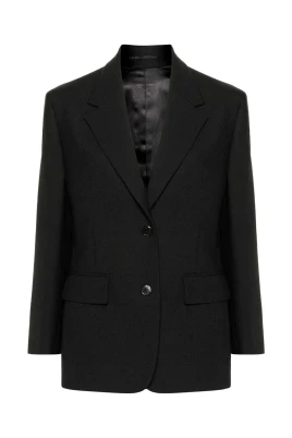 Svart Ull Blazer Elegant Stilfull