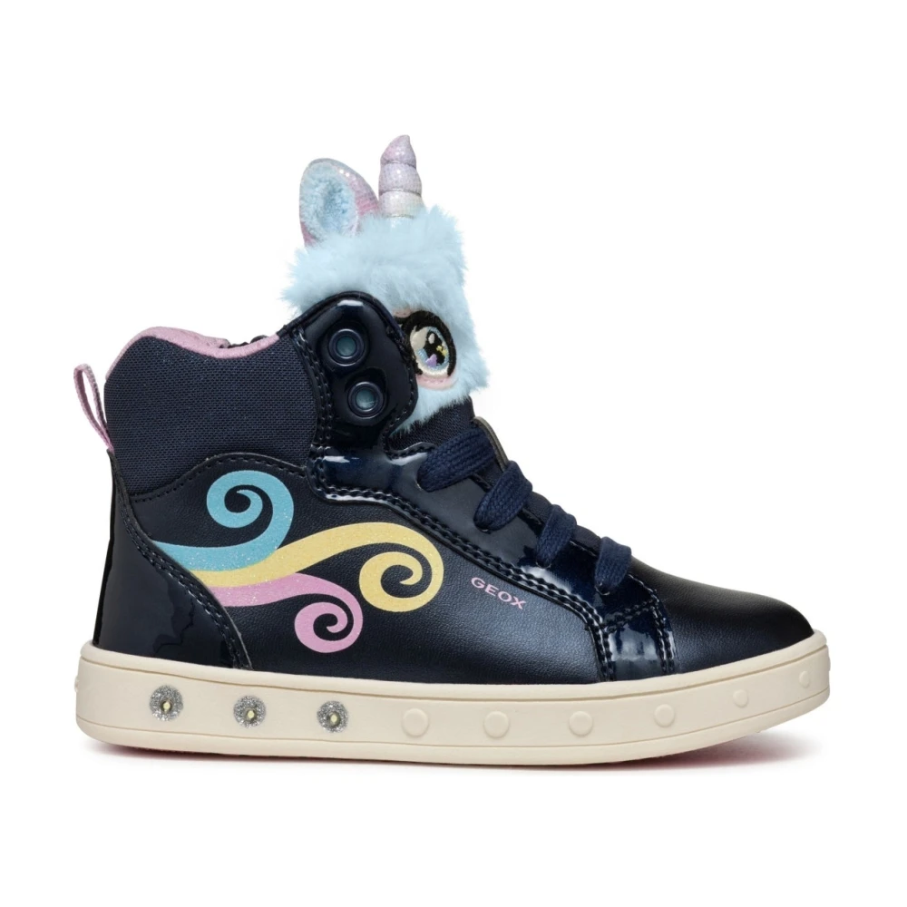 Geox Girls Blue Kids Sneakers, 34 Eu, Navy Multicolor Boots