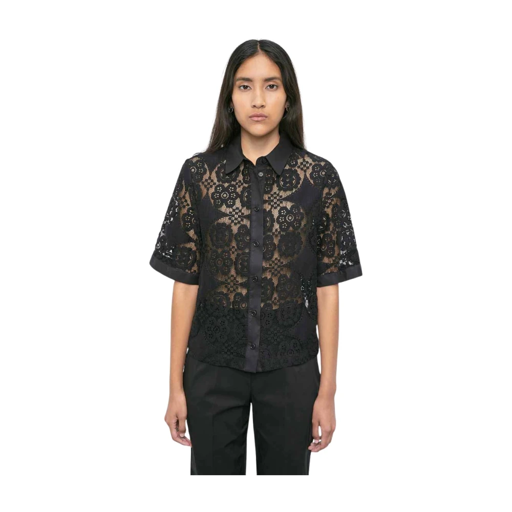MeiMeiJ Kanten Sangallo Shirt Black Dames